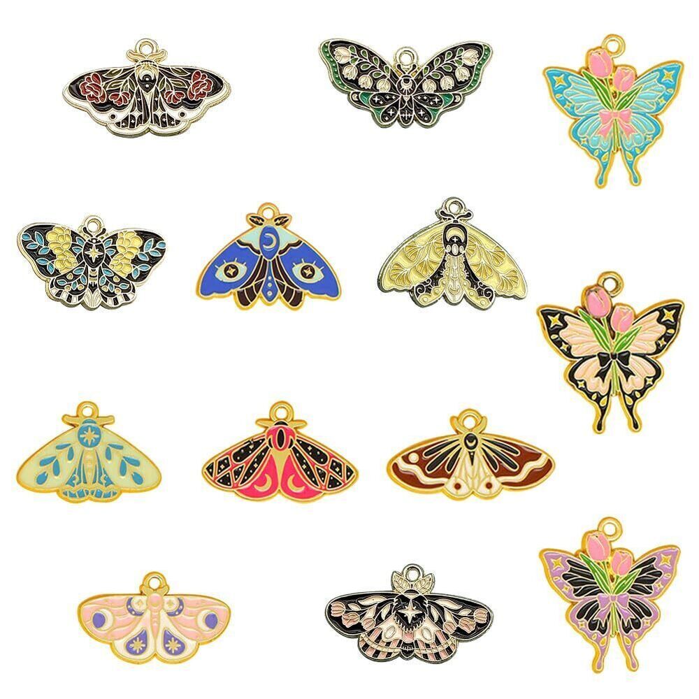 5359 Enamel Flower Butterfly Insect Pendant 26 Pieces Charm Alloy Butterfly